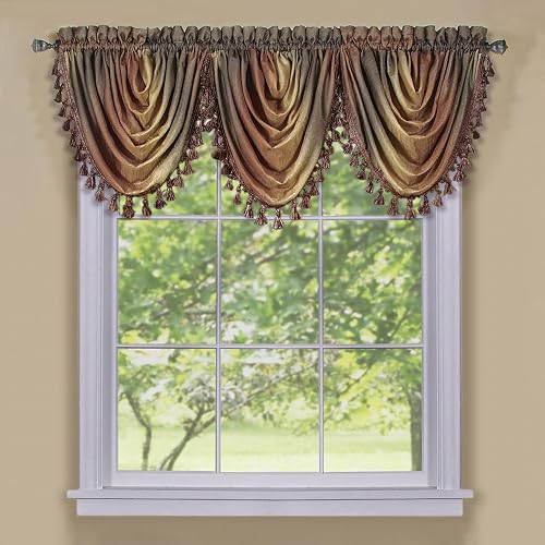 Achim Home Furnishings Ombre Cascada Cenefa, 99 cm de Largo x 101 cm de Ancho, Autumn, 1 uds. por Paquete