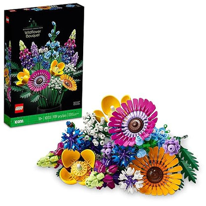 LEGO® Icons 10313 Ramo de Flores Silvestres, Bloques de Construcción para Adultos, Idea Regalo para Mujeres y Hombres, Decoración Hogar u Oficina (939 Piezas)