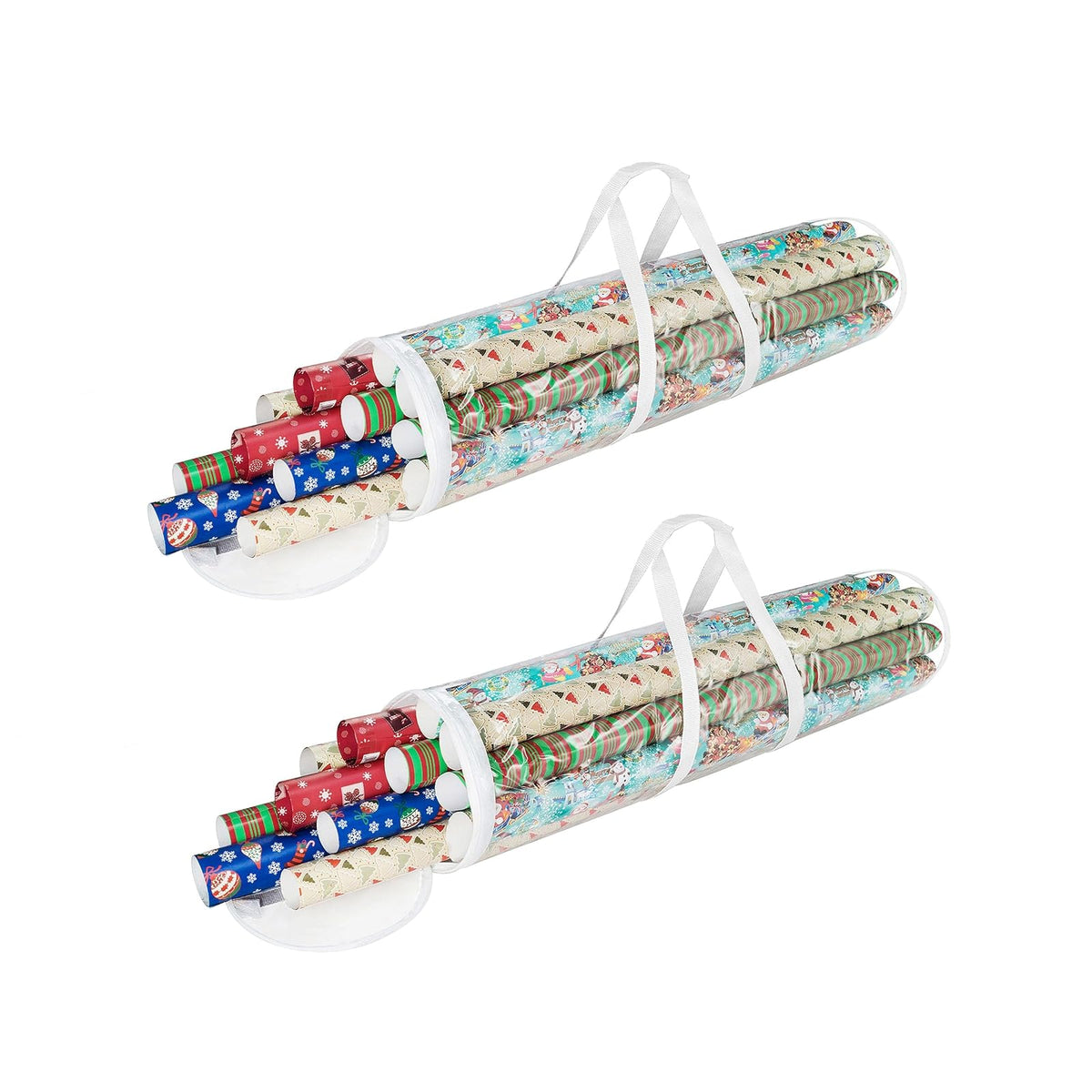 Elf Stor - Juego de 2 Bolsas de Almacenamiento de Papel Transparente con Asas para organizar Rollos de 30 Pulgadas de Envoltorio de día Festivo, cumpleaños y Navidad - 1 Count (Pack of 2)