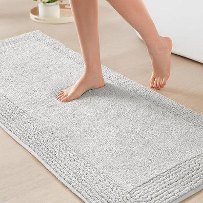 Madison Park Splendor Alfombra de baño reversible 100% algodón, 3000 g/m², lujosa alfombra de baño de felpa de pelo medio, absorbente, de secado rápido, decoración de cuarto de ducha, 24 x 44 pulgadas - 5' x 2' (Rectangular) - Gris
