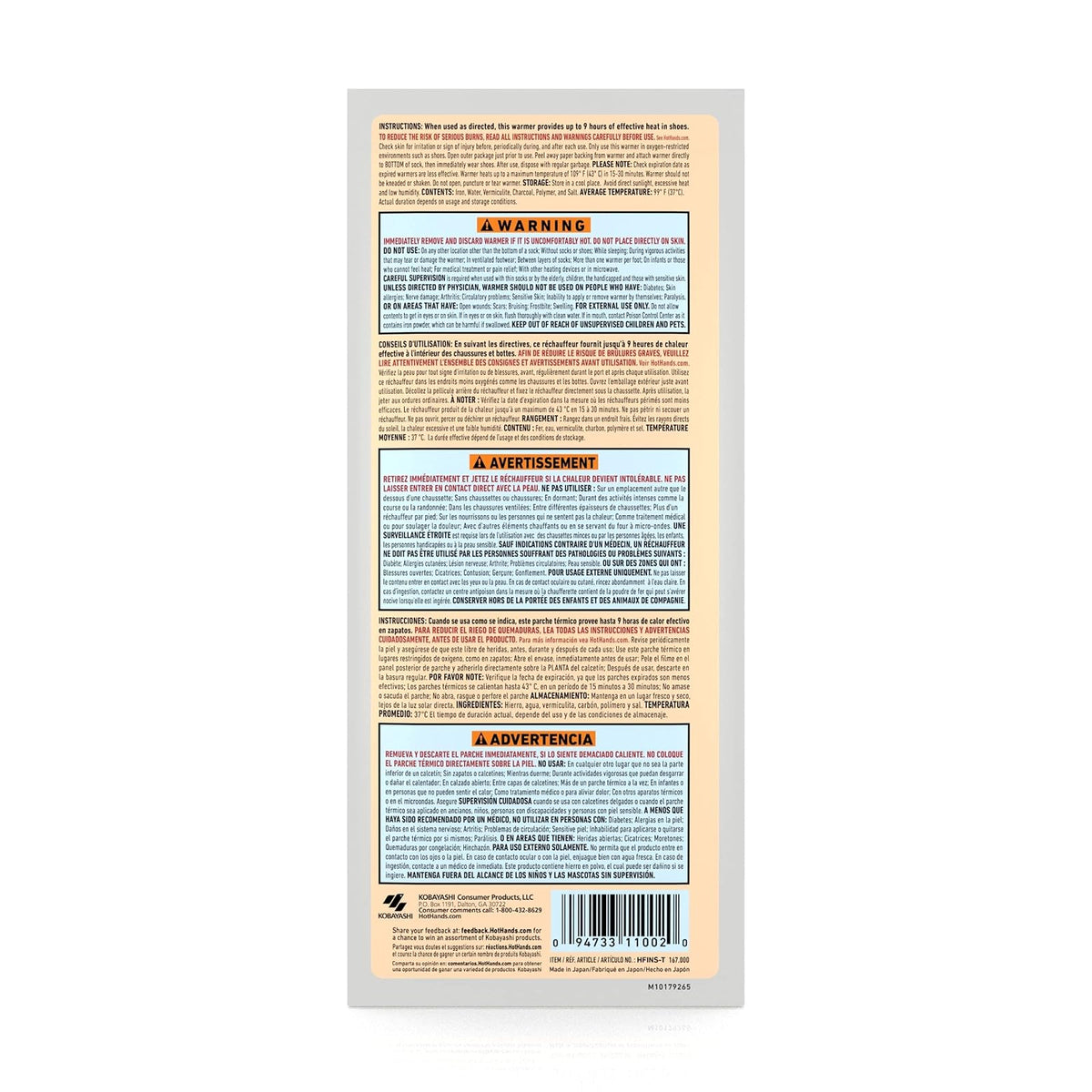 HotHands Calentadores de pies con Plantilla, de Larga duración, Seguros y Naturales, sin Olor, activados por Aire, hasta 9 Horas de Calor, 16 Pares, Color Negro