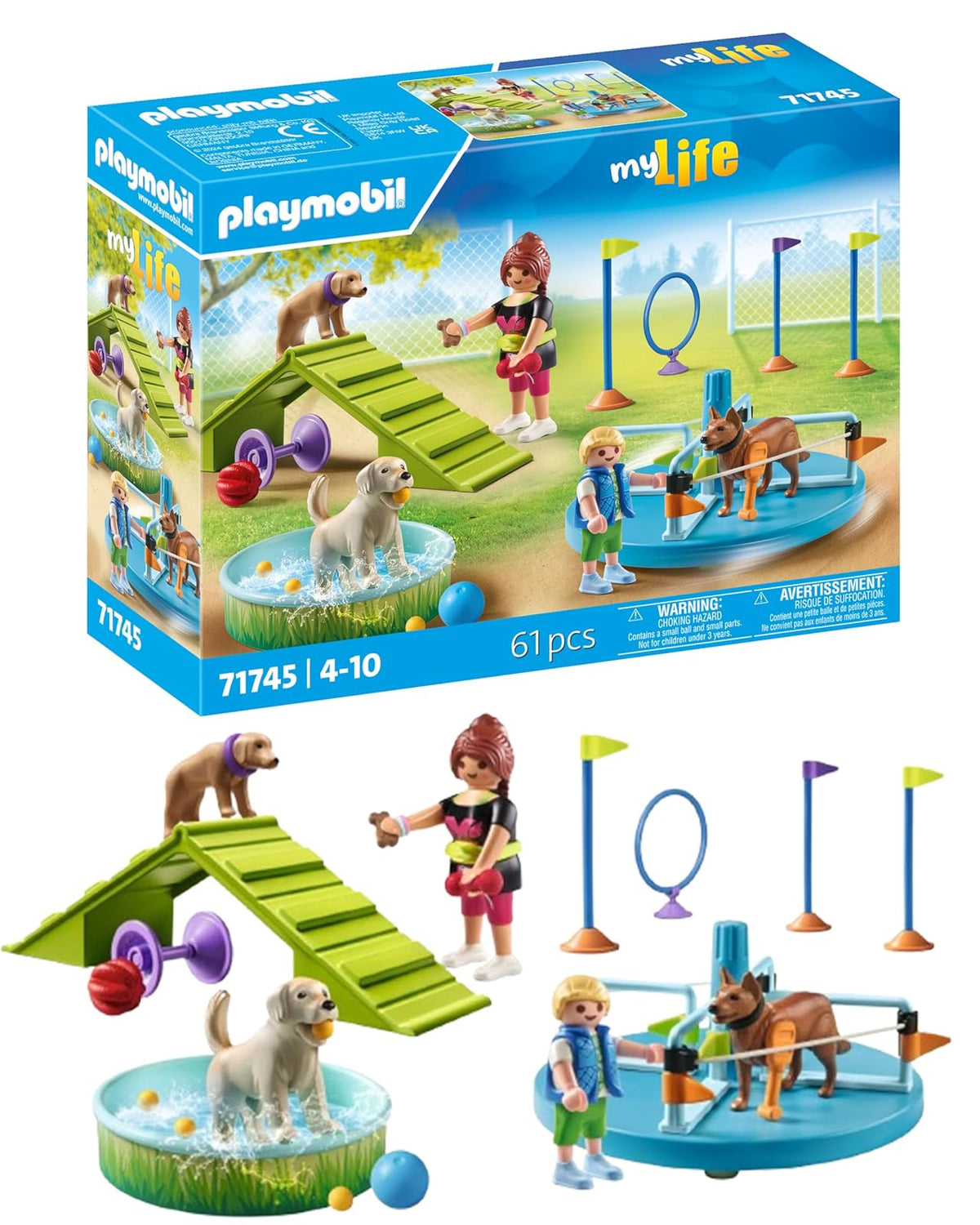 Playmobil Set de Juego para Mascotas con Accesorios de Cuidado - Zona de juegos para perros