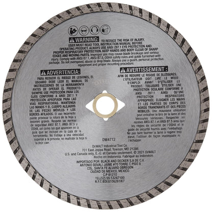 DEWALT - Hoja de diamante para bloque y ladrillo, corte seco/húmedo, borde continuo, 7 pulgadas (DW4712)
