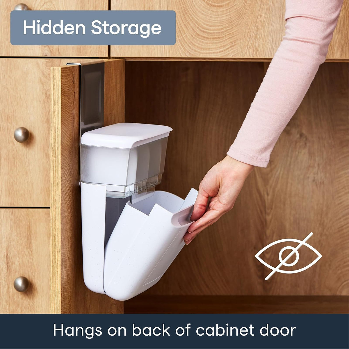 YouCopia DoorStash Organizador de artículos de Cambiador, Organizador Colgante para Puerta de clóset de baño con 3 Compartimentos Ajustables y Tapa Cubierta para organización de Accesorios
