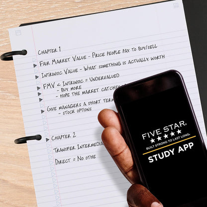 Five Star Flex Hybrid NoteBinder, 80 Hojas Rayadas, 3 Anillos TechLock 1 1/2", Blanco
