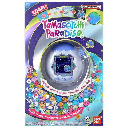TAMAGOTCHI - Paradise Océano Congelado, Mascota Electrónica Interactiva | Carcasa lavanda con estampado de nieve y pinos, pantalla a color, botones morados, ideal para regalo