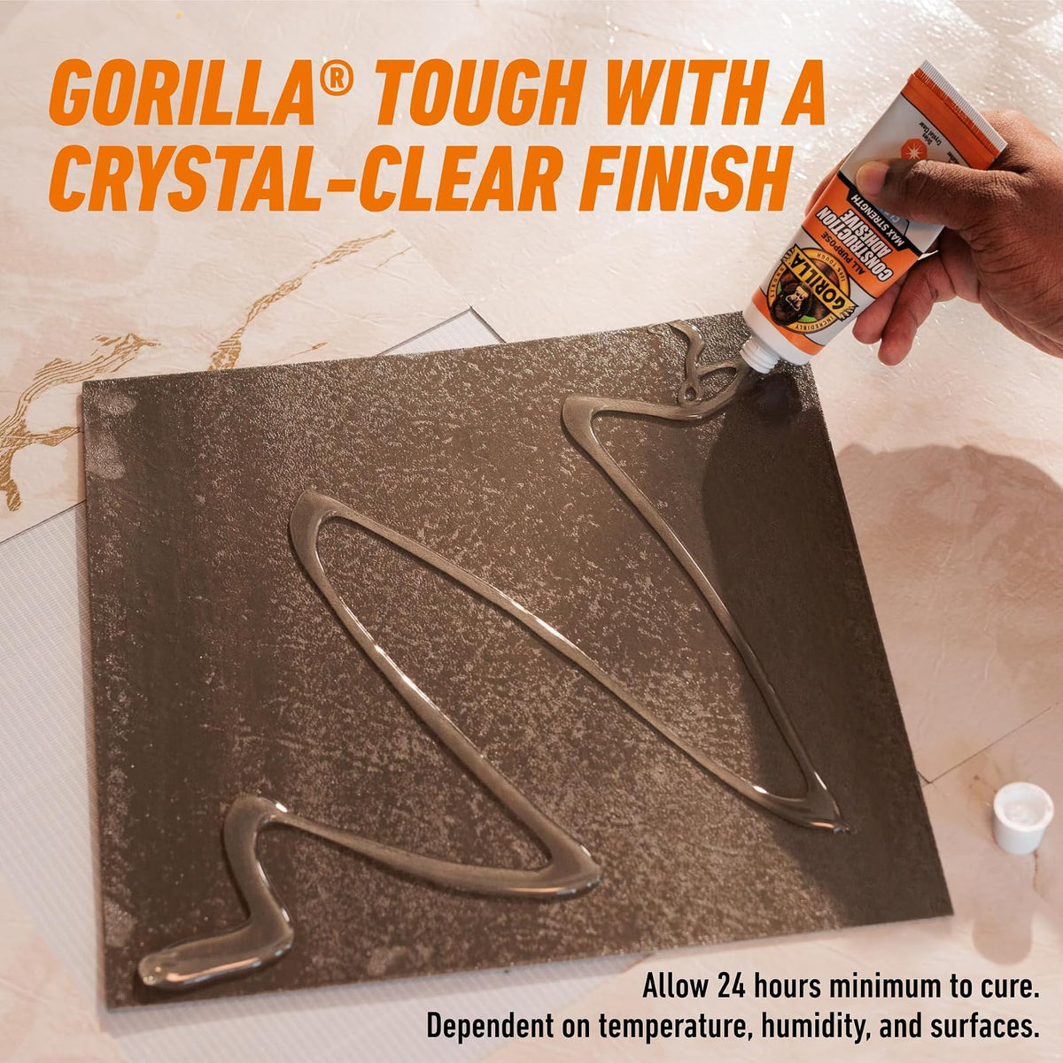 Gorilla Max Strength Calcomanía de Construcción 2.5 oz | Transparente, paquete de 1, relleno de huecos, impermeable, tubo de compresión
