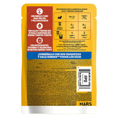Pedigree - Sobres para Perro, Raza Pequeña, Res y Vegetales, Proteínas, Fibra, 24 Sobres