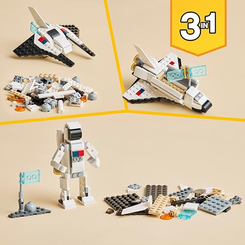 LEGO Creator 3 in 1 Transbordador Espacial - Juguetes de Construcción para Niños y Niñas, Años 9+ - con 3 Opciones de Construcción - Regalo para Cumpleaños - 31134