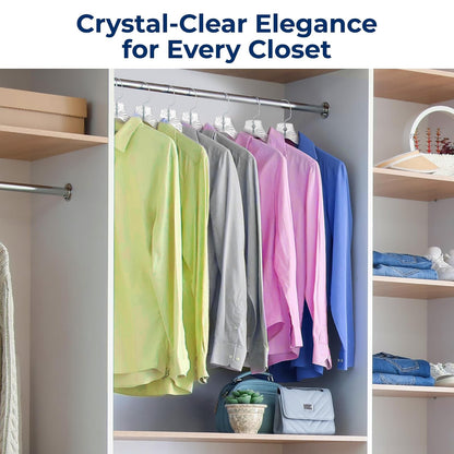 SereneLife - Paquete de 24 Perchas de plástico Transparente, Ligeras, Antideslizantes, con Hombros con Muescas y Gancho Giratorio para Ropa, Camisas, Trajes, Vestidos, Chaquetas, diseño Ultrafino Que