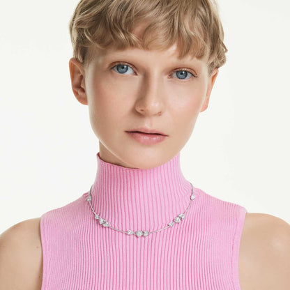 Swarovski Idyllia - Collar de corazón con flecha, chapado en rodio, color blanco