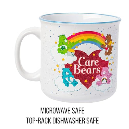 Silver Buffalo Care Bears - Taza de cerámica con logotipo de corazón arcoíris de 20 onzas