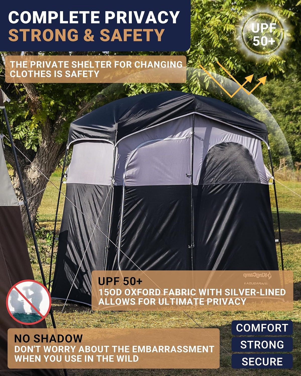 KingCamp Tienda de campaña de Ducha de Gran tamaño al Aire Libre para Camping, vestidor, Refugio portátil, Cambiador, Ducha, Refugio de privacidad, Tienda de campaña de Ducha Individual/Doble