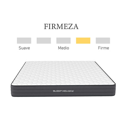 Colchon en Caja Sleep Holiday Basic Individual, firmeza Media, Bonnell, Espuma Limpia y certificada por CertiPUR-US, Durabilidad y Comodidad
