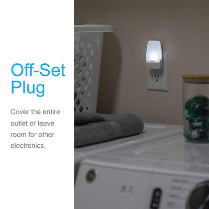 GE 55992, luz LED nocturna, enchufable, sensor de atardecer a amanecer, blanco frío, iluminación ambiental, ideal para niños y adultos, recámara, baño, guardería, cocina, pasillo, 4 unidades
