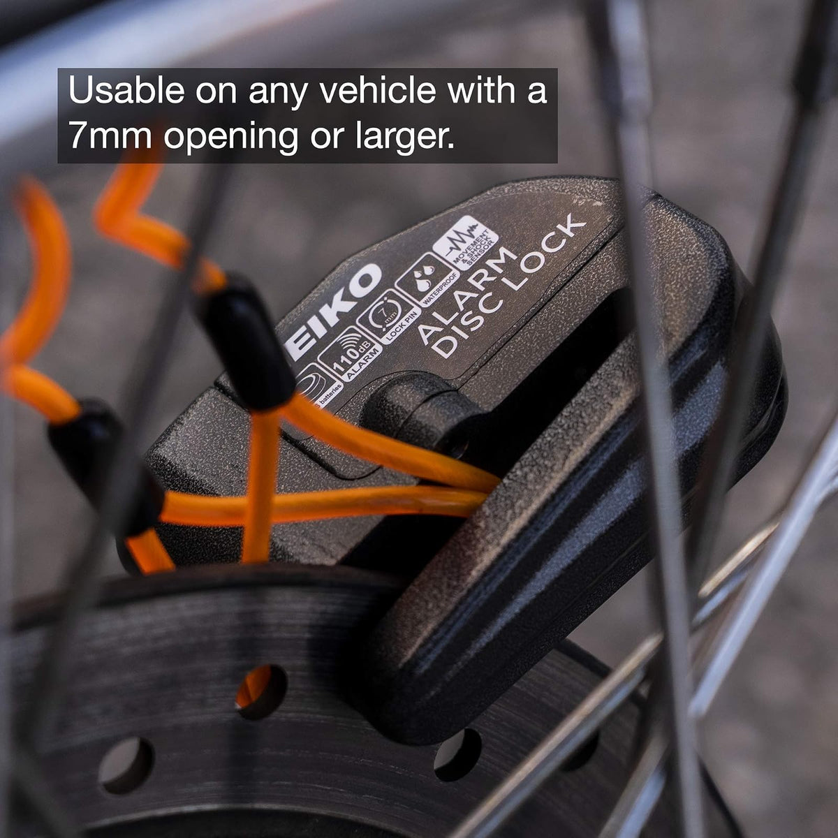Neiko Candado de Motocicleta Antirrobo con Alarma 52908A | Bloqueo de disco, sensor de movimiento, 110 dB, compatible con motocicletas, , scooters
