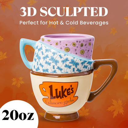 Silver Buffalo Gilmore Girls Destinations - Taza esculpida 3D de cerámica apilada