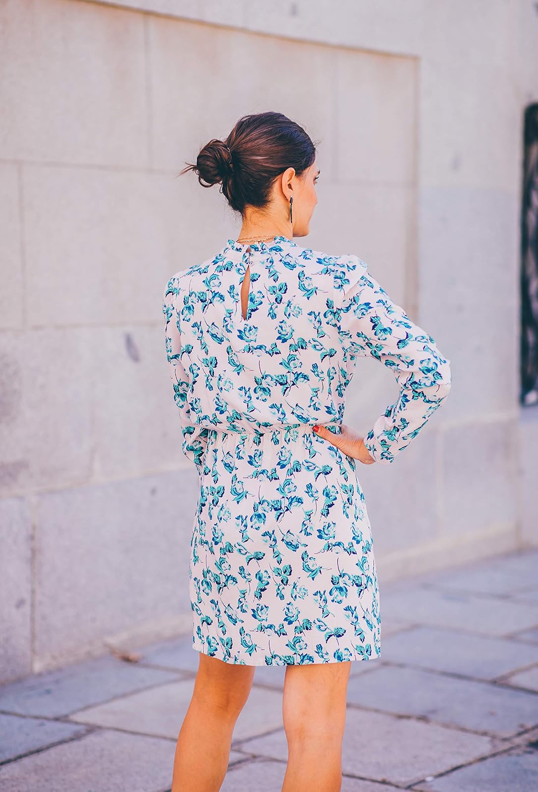 The Drop Minivestido Para Mujer con Dobladillo Tulipán, Estampado Floral, por @balamoda