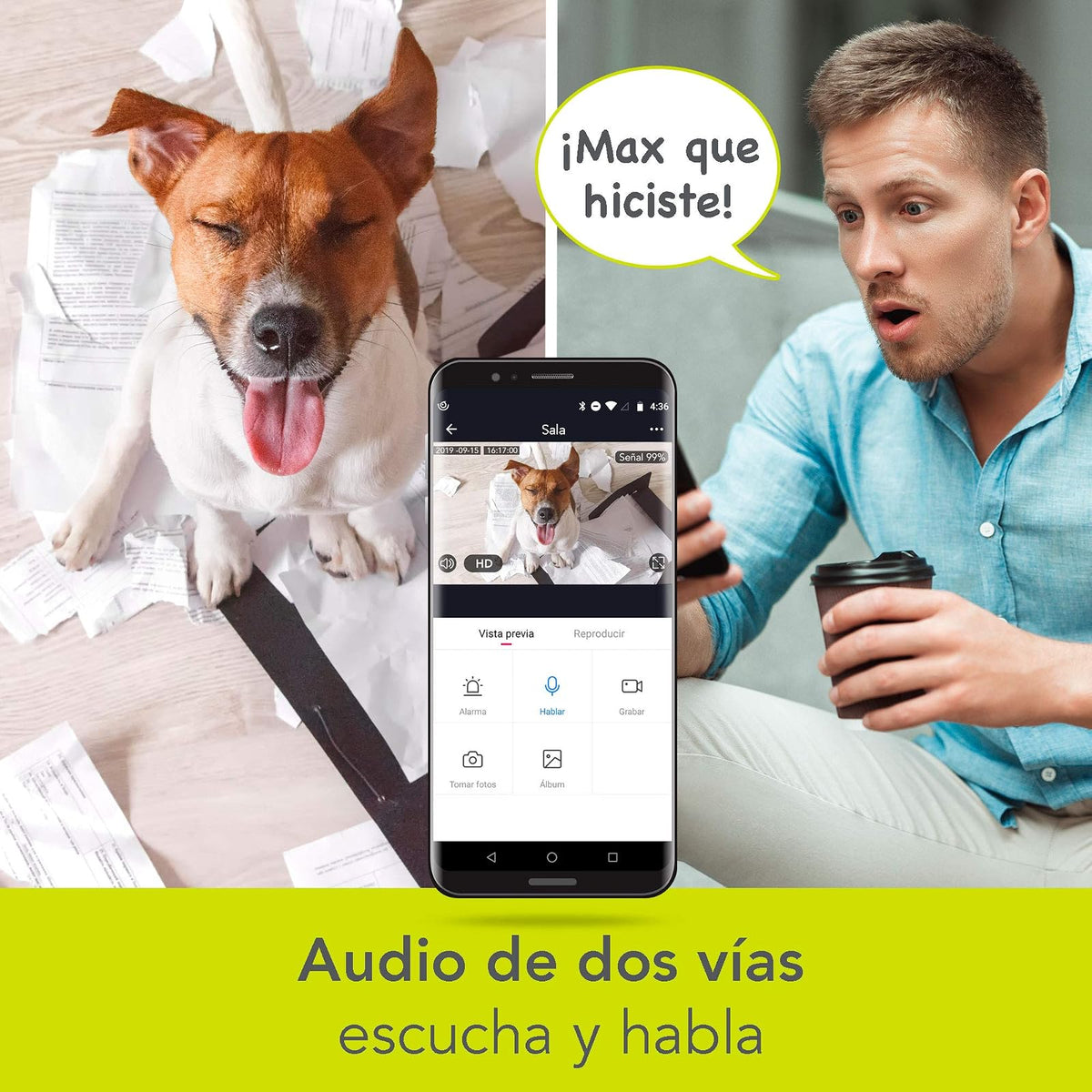 Lloyd's Cámara IP Inteligente WiFi Interior Full HD 1080P Visión Nocturna | Comunicación bidireccional, control desde aplicación móvil y compatibilidad con asistentes virtuales para monitoreo remoto.
