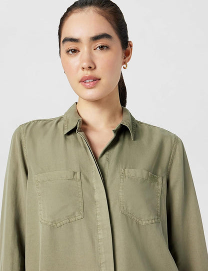 DKNY - Playera de Manga Larga Dividida para Mujer