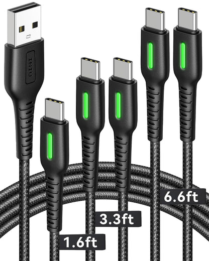 USB C Cable, [5 Pack 3.1A] QC 3.0 Fast Charging USB Type C Cable, INIU (3.3+3.3+6+6+1.6ft) Nylon Braided Phone Charger USB-C Cord for Samsung Galaxy S21 S20 S10 Plus Note 10 LG Google Pixel Moto etc