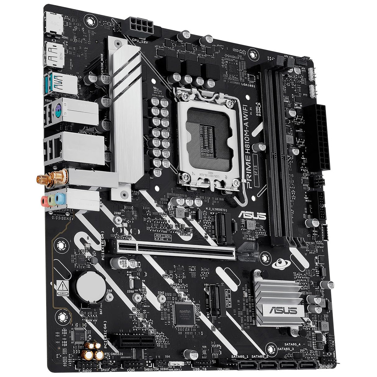 ASUS Tarjeta Madre Prime H810M-A WiFi LGA 1851 2X DDR5 2X M.2 PCIe 4.0 USB-C WiFi 6E BT 5.3 Micro ATX