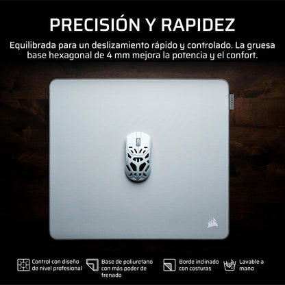 Corsair MM Pro Control Mediana Alfombrilla para Ratón Gaming – Gris | Optimizadas para Esports y para Ajustes de Precisión y Microajustes, Base de Antideslizante, Bordes Inclinados y Cosidos