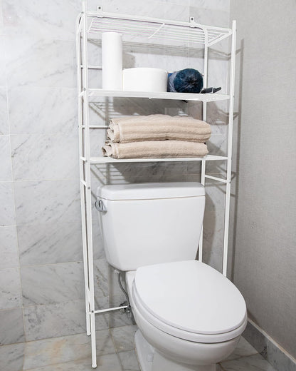 Mind Reader 3TOILR-BLK - Estantería de 3 Niveles, Unidad de Inodoro, Ahorro de Espacio en el baño, Blanco, 1