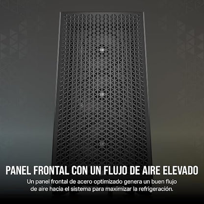 Corsair 3000D Airflow Chasis para PC semitorre – Ventiladores de 3 Clavijas – Compatibilidad con GPU de Cuatro Ranuras – Admite hasta 8 Ventiladores de 120 mm – Diseño de Gran Caudal de Aire - Negro