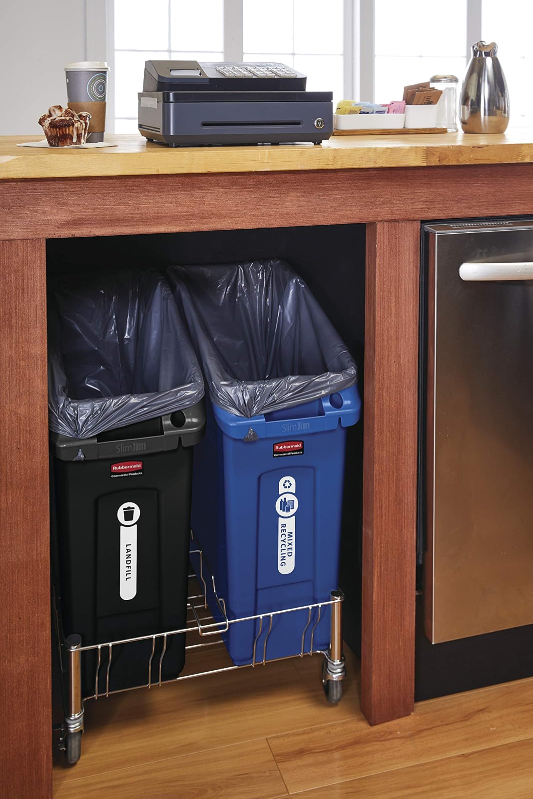 Rubbermaid 2026725 Commercial Products - cubeta de basura con canales de ventilación, Sencillo, Gris, 13 Gallon