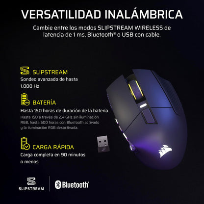 Corsair Scimitar Elite Wireless SE MMO Ratón para Juegos – 33,000 dpi, 16 Botones Programables, Key Slider Ajustable, Elgato Virtual Stream Deck, 1K Hyper-Polling - PC, PS5, PS4, Xbox, Mac – Gunmetal