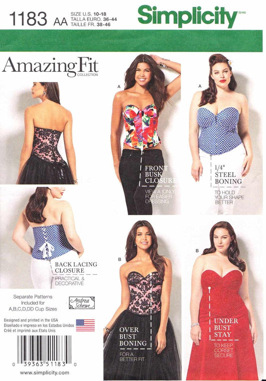 Simplicity US1183AA Corsé Patrón de Costura para Mujer, Tallas 10-18