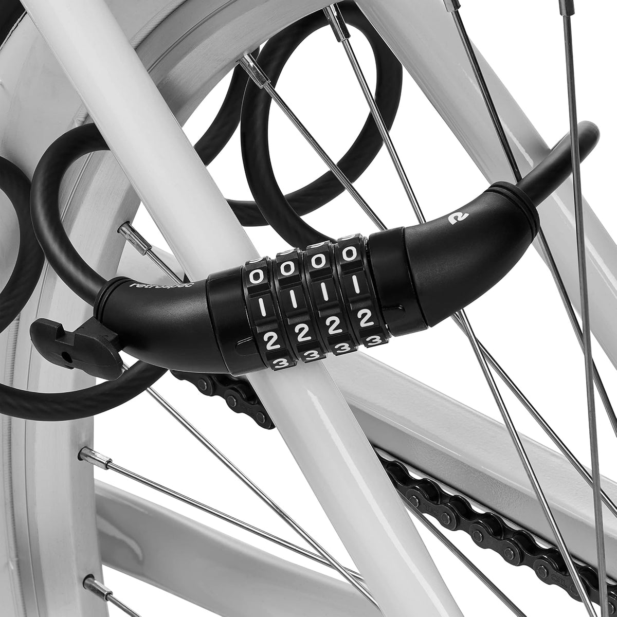 Retrospec Grizzly - Combinación de bloqueo para bicicleta con cable, resistente bloqueo antirrobo, cable de bicicleta de 6 pies en espiral resistente a cortes con combinación personalizada de 4 dígitos y soporte de montaje