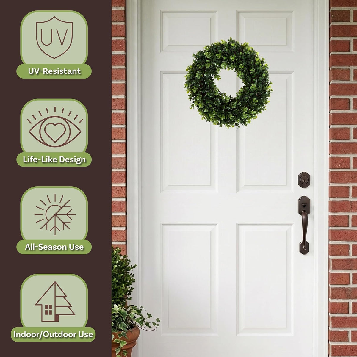 Pure Garden 50-110 Boxwood Wreath, Round, 14"