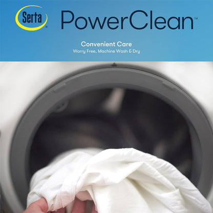 Serta Power Clean - Protector de colchón Acolchado de Triple acción, Suave, Impermeable, protección Que Absorbe la Humedad con Bolsillo Profundo de 15 Pulgadas, matrimonial, Color Blanco