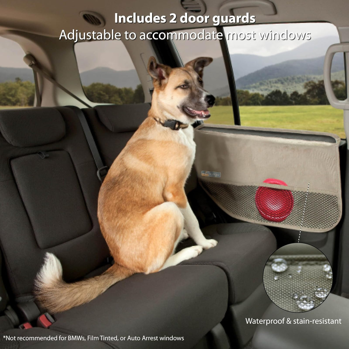 Kurgo Car Door Guard for Dogs, Pet Protector for Car Doors, Waterproof, Adjustable, Quick Installation, Storage Pockets, Fits Sedans and SUVs, Black