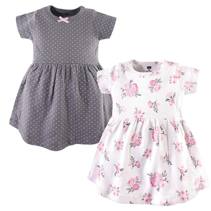 Hudson Baby Vestido de algodón para niña - 12-18 Meses - Rosa - gris (pink gray floral)