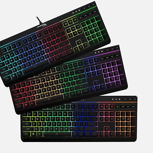 HyperX Alloy Core RGB – Teclado gamer español de membrana – Teclas silenciosas y rápidas con iluminación dinámica RGB, Resistente a derrames, Compatible con Windows 10/8.1/8/7 – Teclas Español Latam