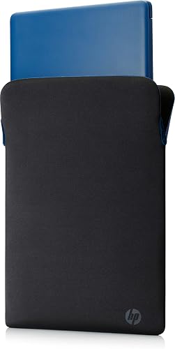 HP Funda para Laptop Reversible 15.6", Diseño Delgado, Doble Vista, Hecho con Neopreno, 39.6 cm, Negro/Azul (2F1X7AA)