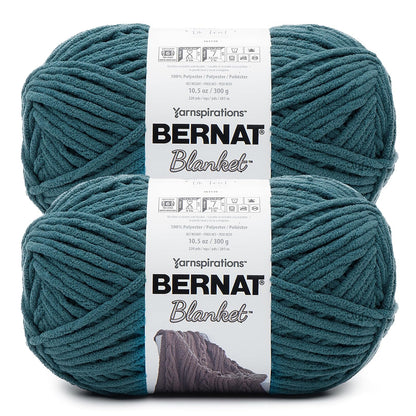 Bernat Blanket Estambre Chenille, Paquete de 2, Súper Voluminoso - Verde azulado oscuro