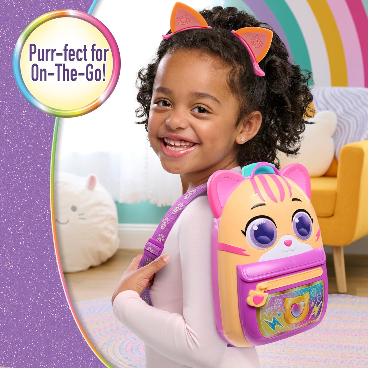 Just Play Juego de Mochila SuperKitties Su-Purr de Disney Junior con Correa Ajustable, 7 Piezas, Tableta de Juego con Luces y Sonidos, Juguete para niños y niñas a Partir de 2 años