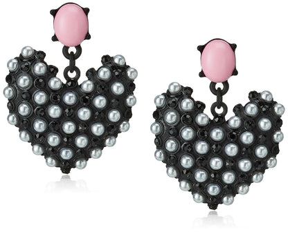Betsey Johnson - arete colgantes de corazón