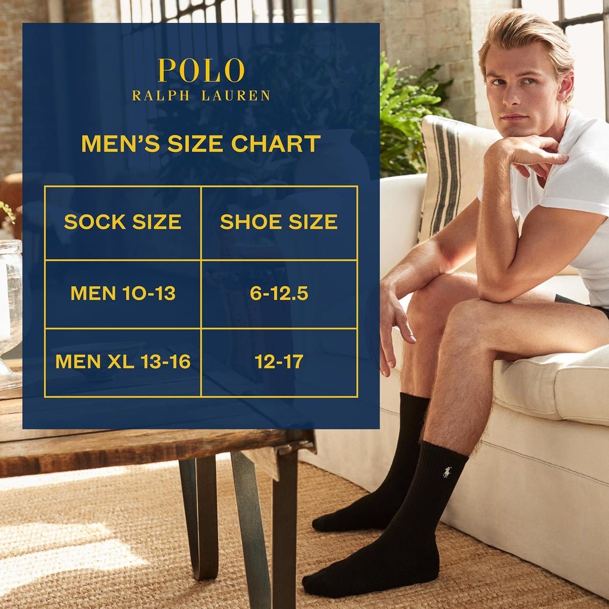 POLO RALPH LAUREN Athletic Performance Cotton Crew Socks - 6 Pair Pack - Mesh & Sport Moisture Wicking Deporte clásicoHombre