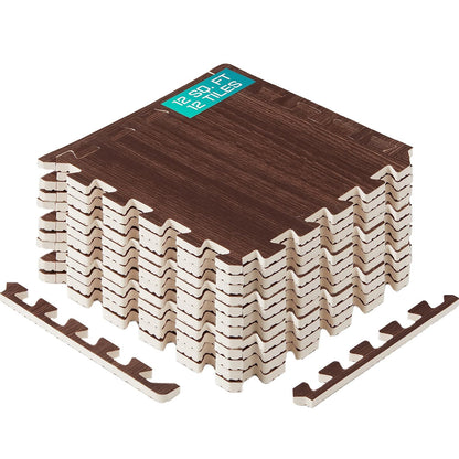 Yes4All Tapete de Ejercicio EVA para Gimnasio en Casa - E. Esterilla de ejercicio entrelazada, madera de nogal oscura, 12 unidades