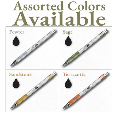 Zebra Pen F-301 Signature Series - Bolígrafo retráctil de 0,7 mm, tinta negra, barril de acero inoxidable duradero con detalles de tonos terrosos, detalles de barril surtidos, paquete de 4 (27304)