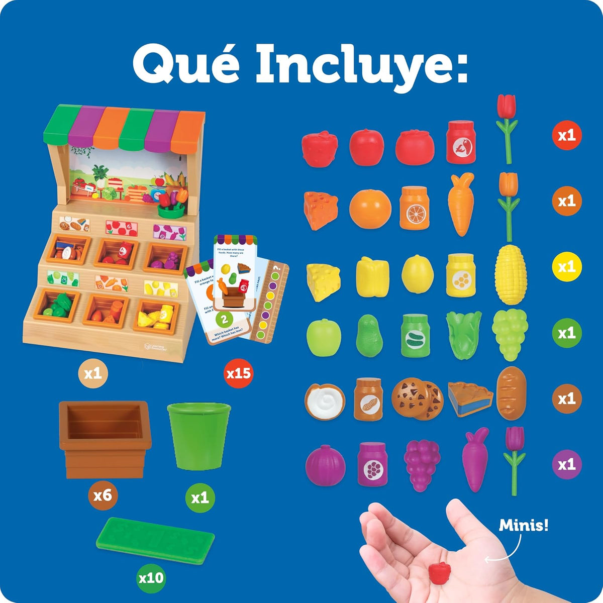 Learning Resources Mini Farmstand Sorting Set, Alimentos de Juguete, Comida de Juguete, Juguete de Clasificación, Cocina de Juguete,Regalo para Niños