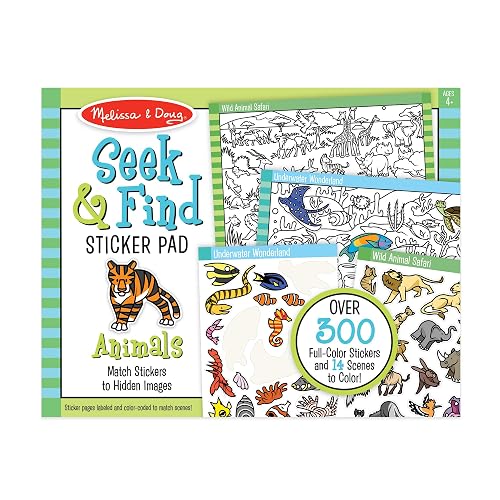 Melissa & Doug Libro de Actividades Busca y Encuentra - Animales (300 + Pegatinas, 14 Escenas a Color)