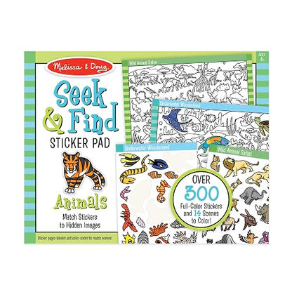 Melissa & Doug Libro de Actividades Busca y Encuentra - Animales (300 + Pegatinas, 14 Escenas a Color)