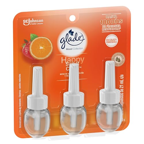 Glade Aromatizante para Hogar Eléctrico Sweet Citrus, 3 Repuestos 21 ml