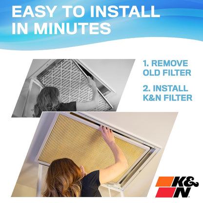 K&N - Filtro de aire para horno HVAC 24 x 24 x 1, dura toda la vida, lavable, Merv 11, el último filtro HVAC que comprarás, respira de forma segura en casa o en la oficina, HVC-12424